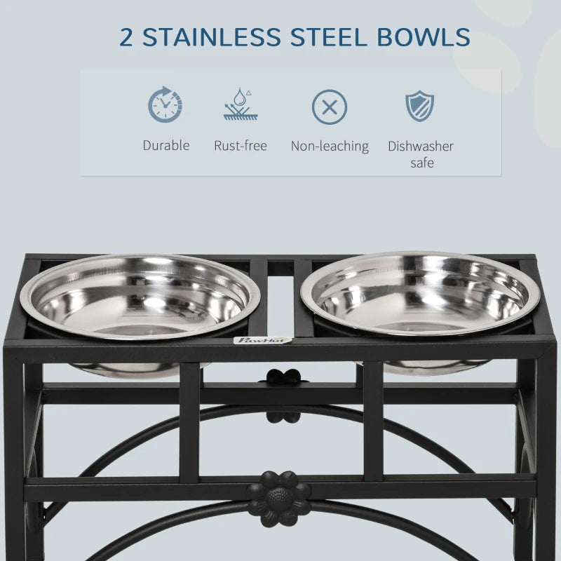 Double Stainless Steel Heavy Duty Dog Food Bowl Elevated Pet Feeding