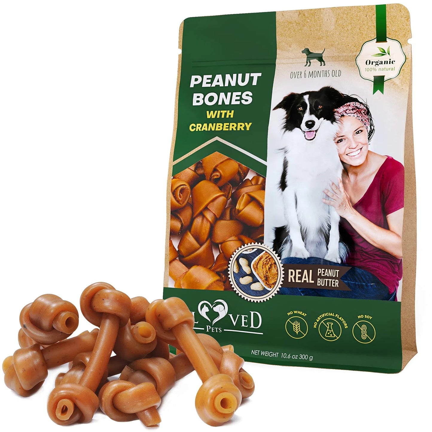 Dog Peanut Butter Bones With Cranberry Rawhide Free Chew Treats Pet