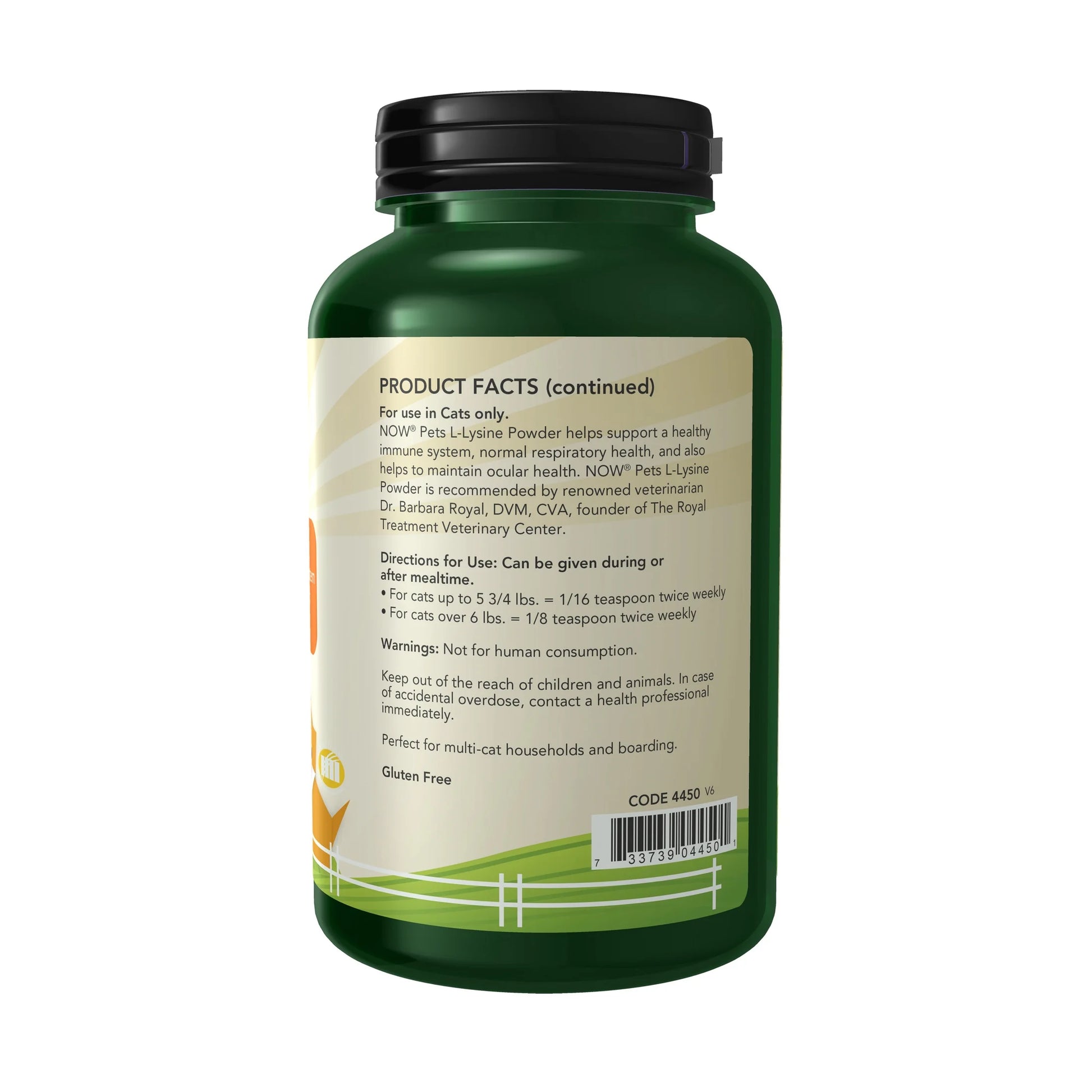 Pet Health, L-Lysine Supplement, Powder, Formulated for Cats, NASC Certified, 8-Ounce
