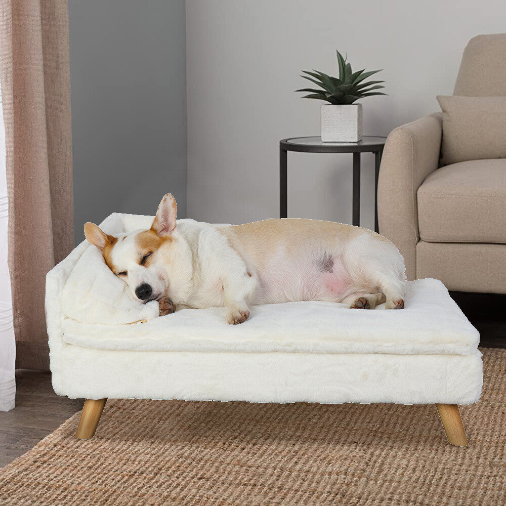 Tanaka ~ Pet Sofa Bed Snuggle Lounge Elevated Dog Cat Bed W/ Cushion for Small/Medium Pet