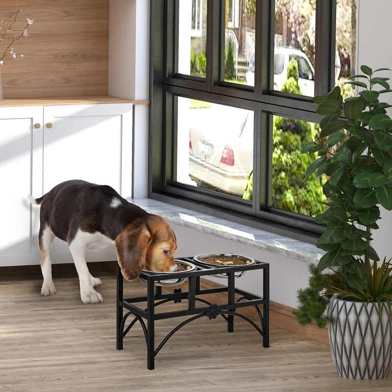 Double Stainless Steel Heavy Duty Dog Food Bowl Elevated Pet Feeding