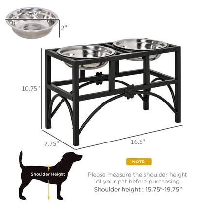 Double Stainless Steel Heavy Duty Dog Food Bowl Elevated Pet Feeding
