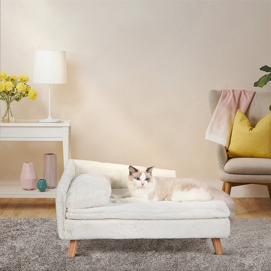 Tanaka ~ Pet Sofa Bed Snuggle Lounge Elevated Dog Cat Bed W/ Cushion for Small/Medium Pet