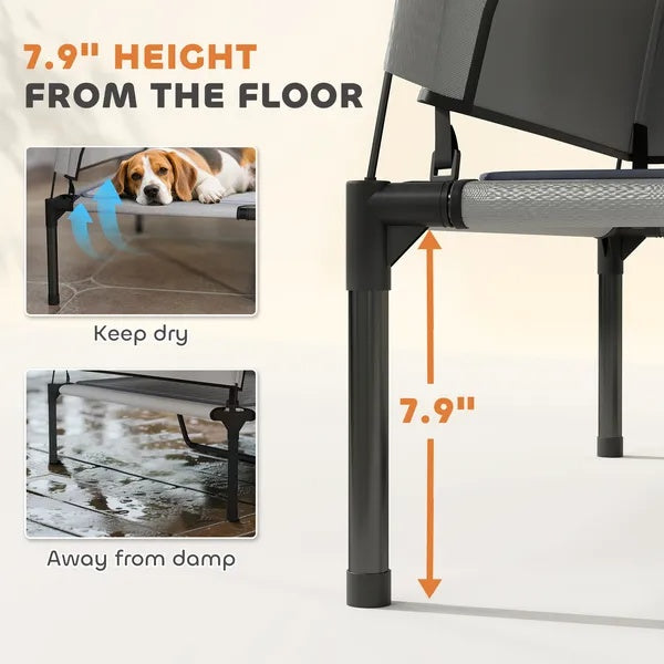Elevated Dog Bed With Removable Canopy, Portable Outside Raised Pet