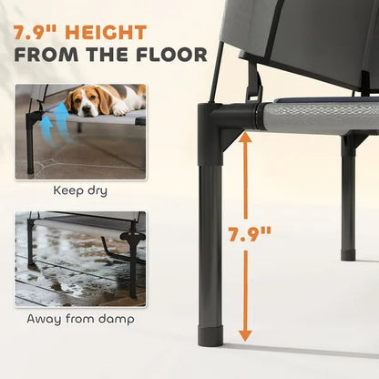 Elevated Dog Bed With Removable Canopy, Portable Outside Raised Pet
