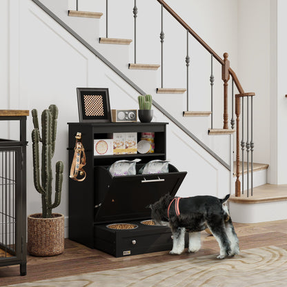 Pet Feeder Station Storage Cabinet, Dog Food Storage Container with
