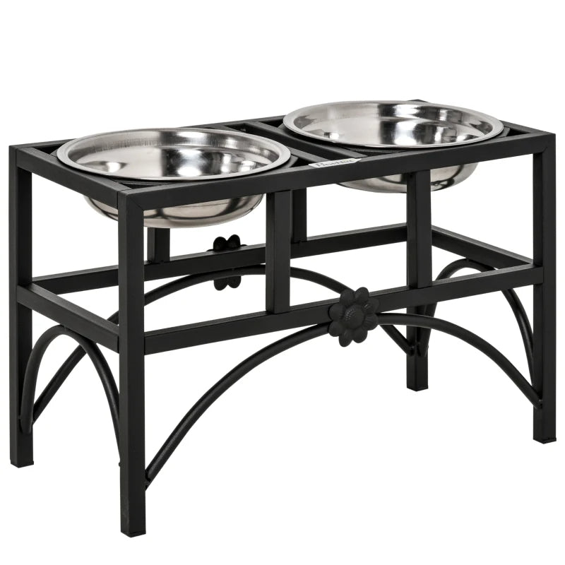 Double Stainless Steel Heavy Duty Dog Food Bowl Elevated Pet Feeding