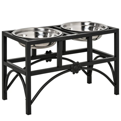 Double Stainless Steel Heavy Duty Dog Food Bowl Elevated Pet Feeding