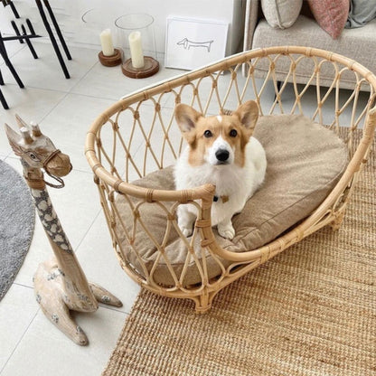 Pet Bed Handmade Rattan Woven Pet Bed Sofa for Dogs