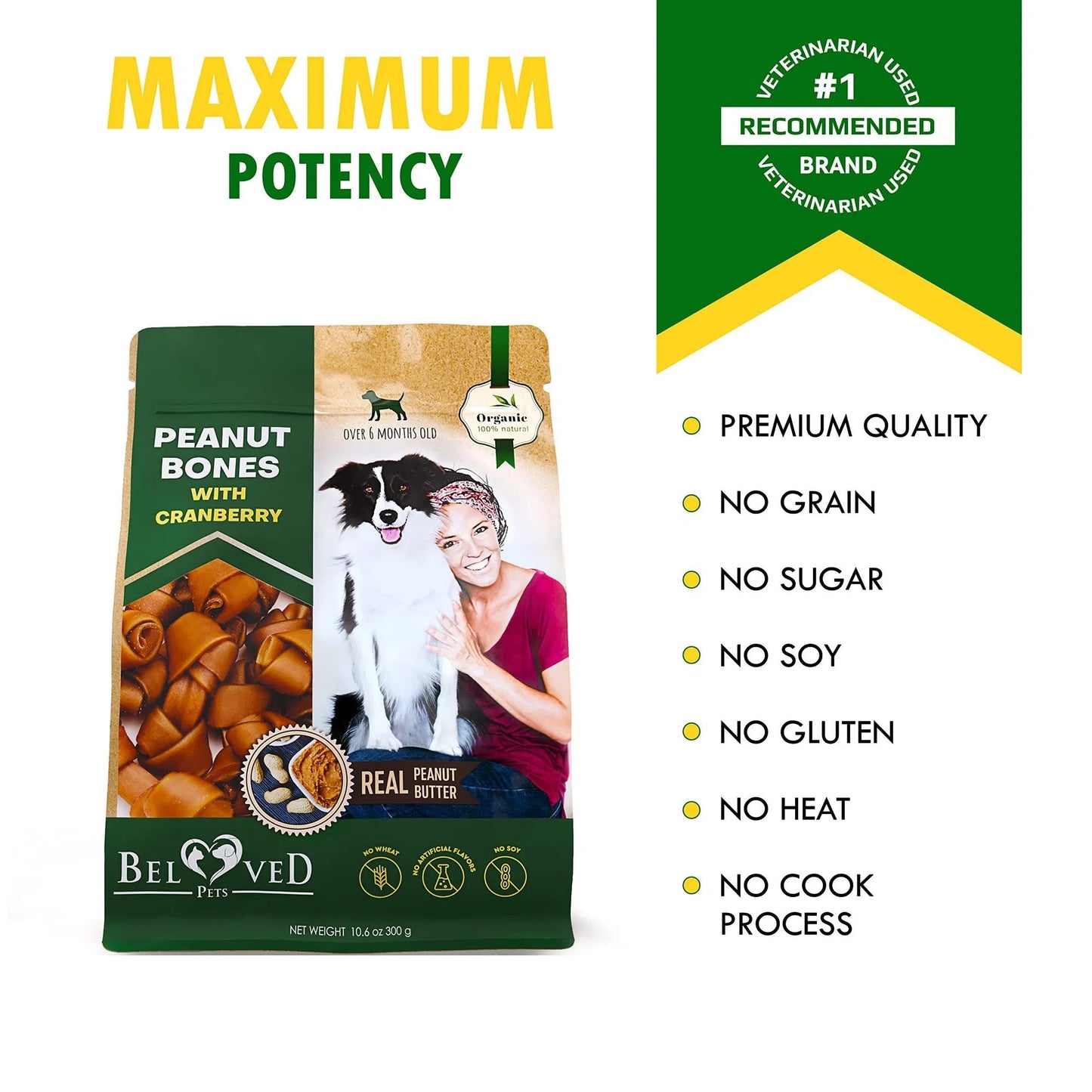 Dog Peanut Butter Bones With Cranberry Rawhide Free Chew Treats Pet