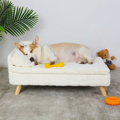 Tanaka ~ Pet Sofa Bed Snuggle Lounge Elevated Dog Cat Bed W/ Cushion for Small/Medium Pet