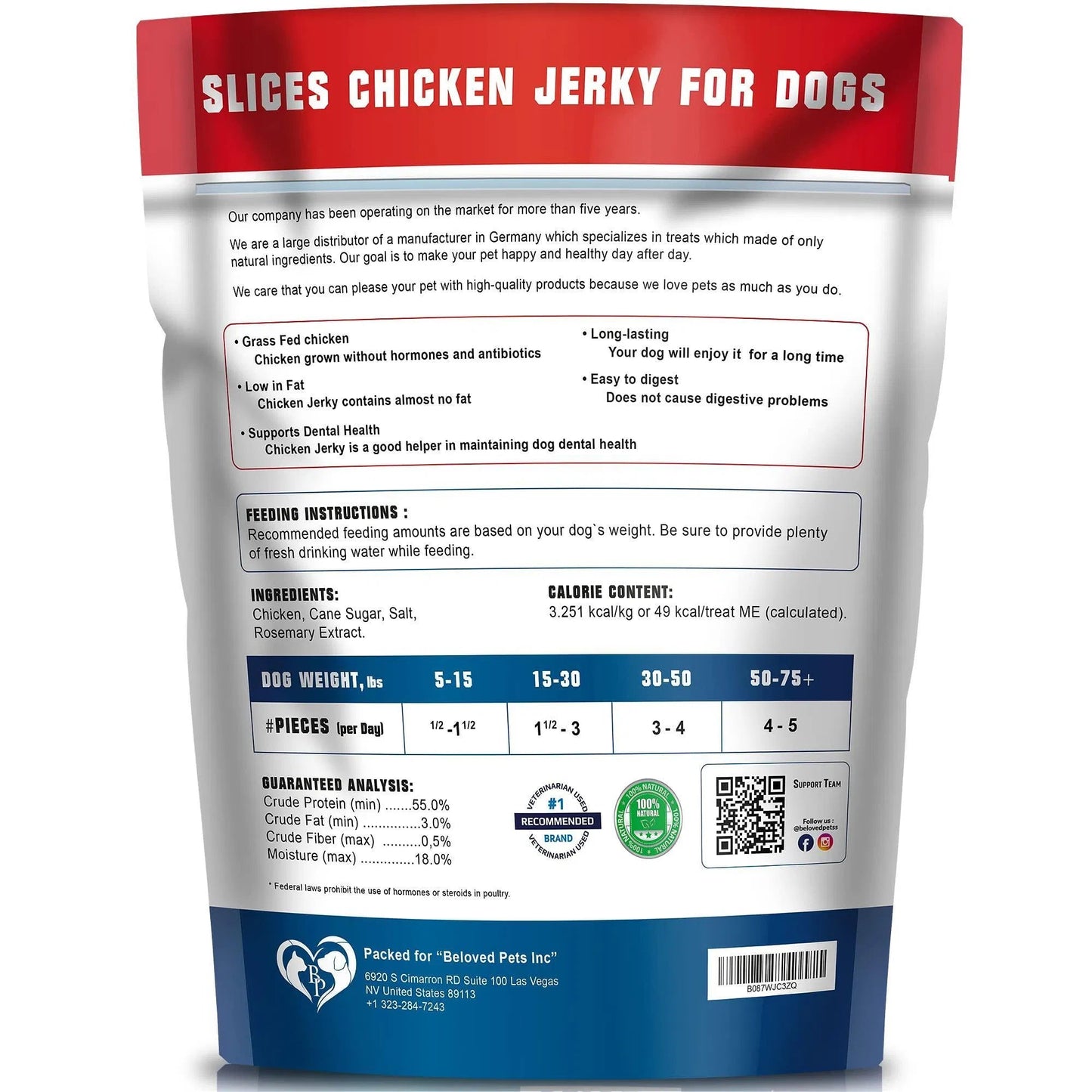 Chicken Jerky Dog Treats 1.5 Lb Human Grade Pet Snacks Grain Free