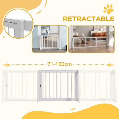 28"-75" Freestanding Wooden Pet Gate with Support Feet & Non-Slip Mats