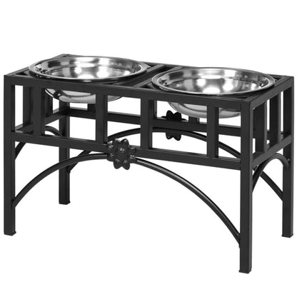 Double Stainless Steel Heavy Duty Dog Food Bowl Elevated Pet Feeding