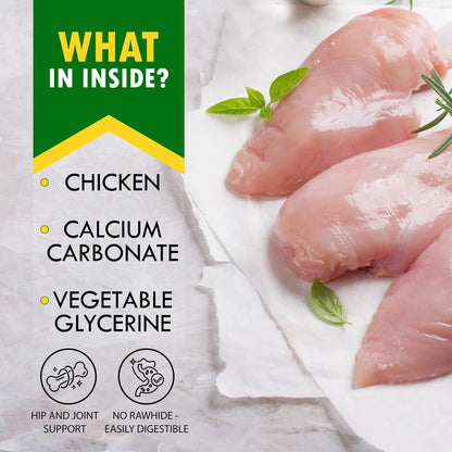 Dog Calcium Bones Wrapped Chicken & Rawhide Free Chew Treats Pet