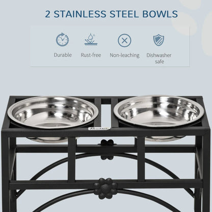 Double Stainless Steel Heavy Duty Dog Food Bowl Elevated Pet Feeding