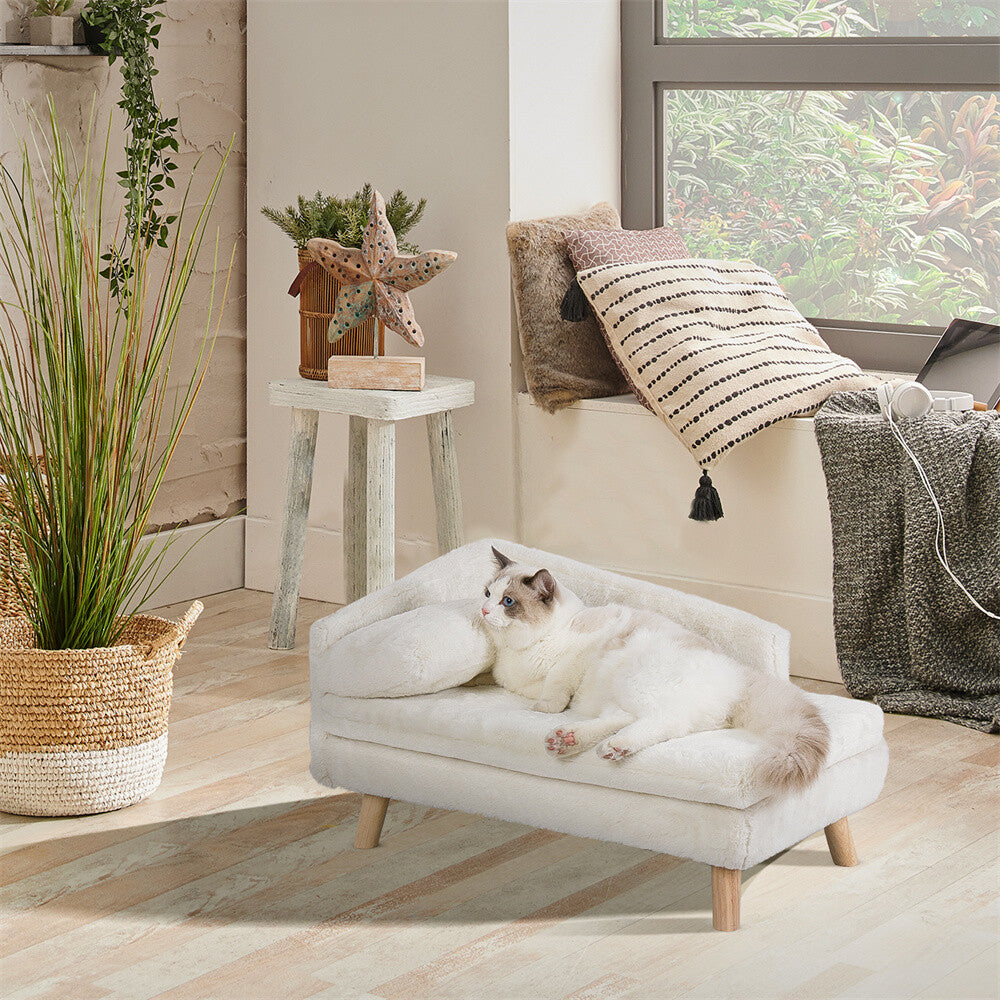 Tanaka ~ Pet Sofa Bed Snuggle Lounge Elevated Dog Cat Bed W/ Cushion for Small/Medium Pet