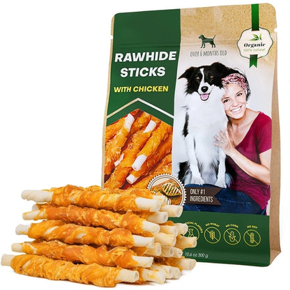 Dog Sticks Wrapped With Chicken & Pet Natural Chew Treats Grain Free