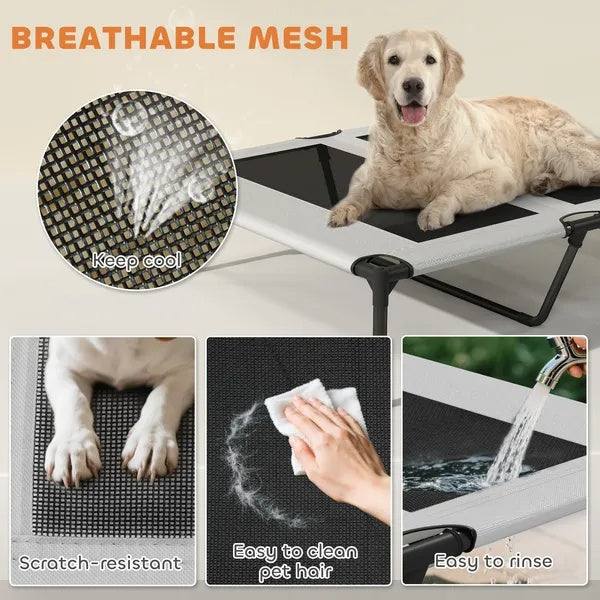 Elevated Dog Bed With Removable Canopy, Portable Outside Raised Pet