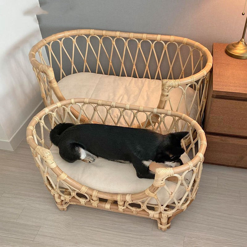 Pet Bed Handmade Rattan Woven Pet Bed Sofa for Dogs