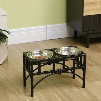 Double Stainless Steel Heavy Duty Dog Food Bowl Elevated Pet Feeding